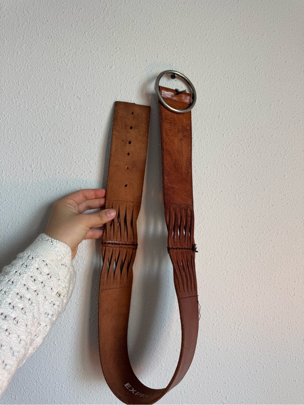 Brown Leather Woven Accent Belt